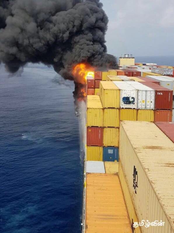 VLCS MSC DANIELA caught fire while en route from Singapore to Suez in Indian ocean west of Sri Lanka at night Apr 4
